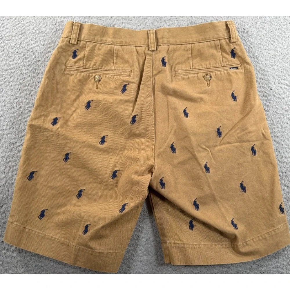 Polo Ralph Lauren Chino Shorts Mens 29 All Over Pony logo Khaki Classic Fit